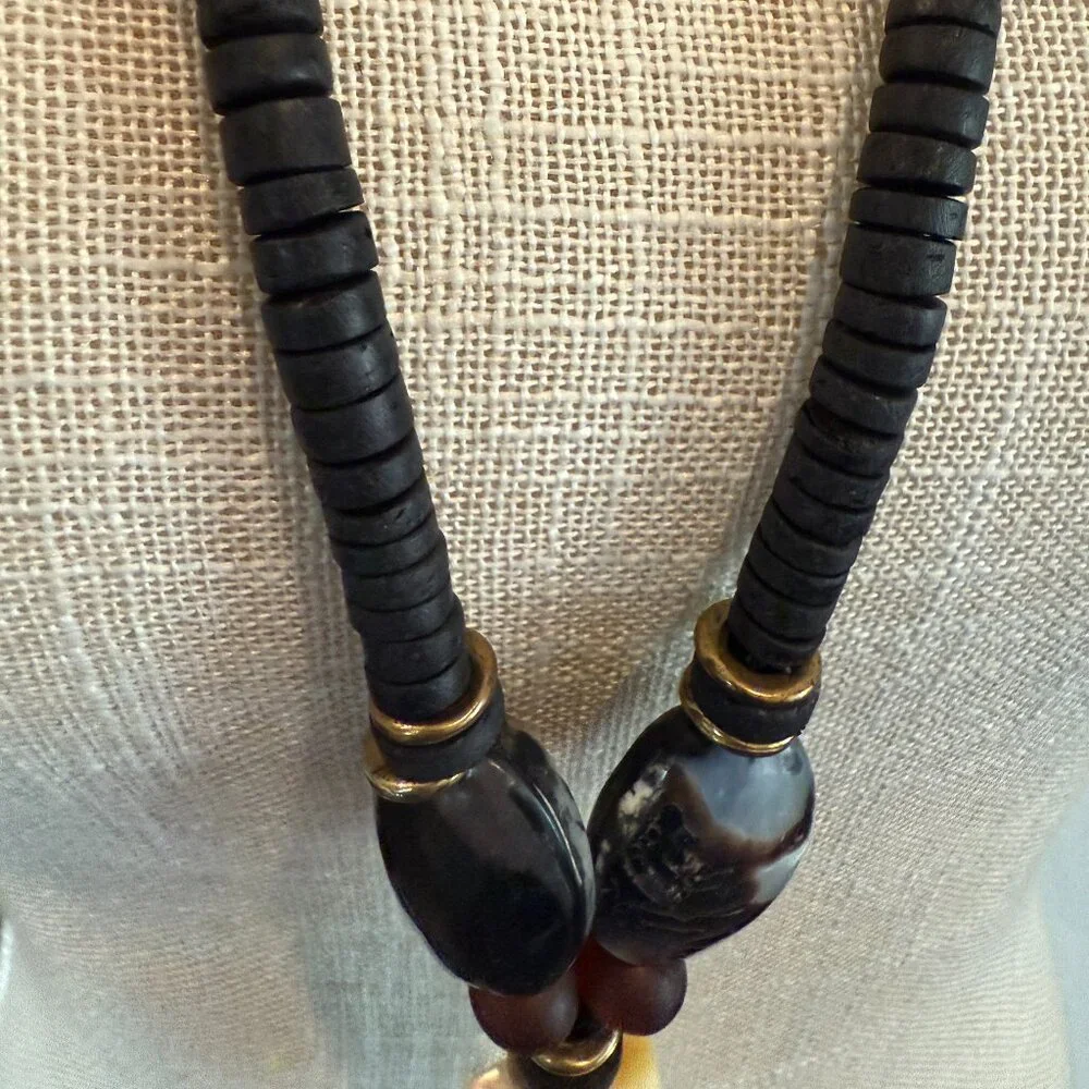 Vintage Tribal Beaded and Stone Necklace - Picture 4 of 13